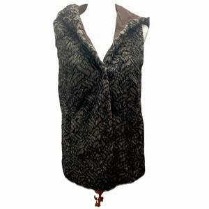 Olivia Lauren Womens‎ Sleeveless Open Front Animal Printed Vest Jacket Brown Siz